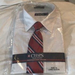 CHAPS Boys Size 16 White Shirt and Tie Set